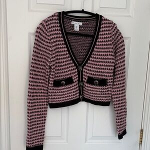 Chic Pink and Black Women's Cardigan